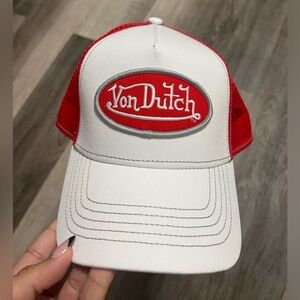 Von Dutch Red and White Baseball Cap